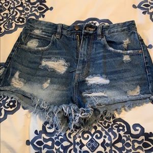 Zara distressed high wasted jean shorts